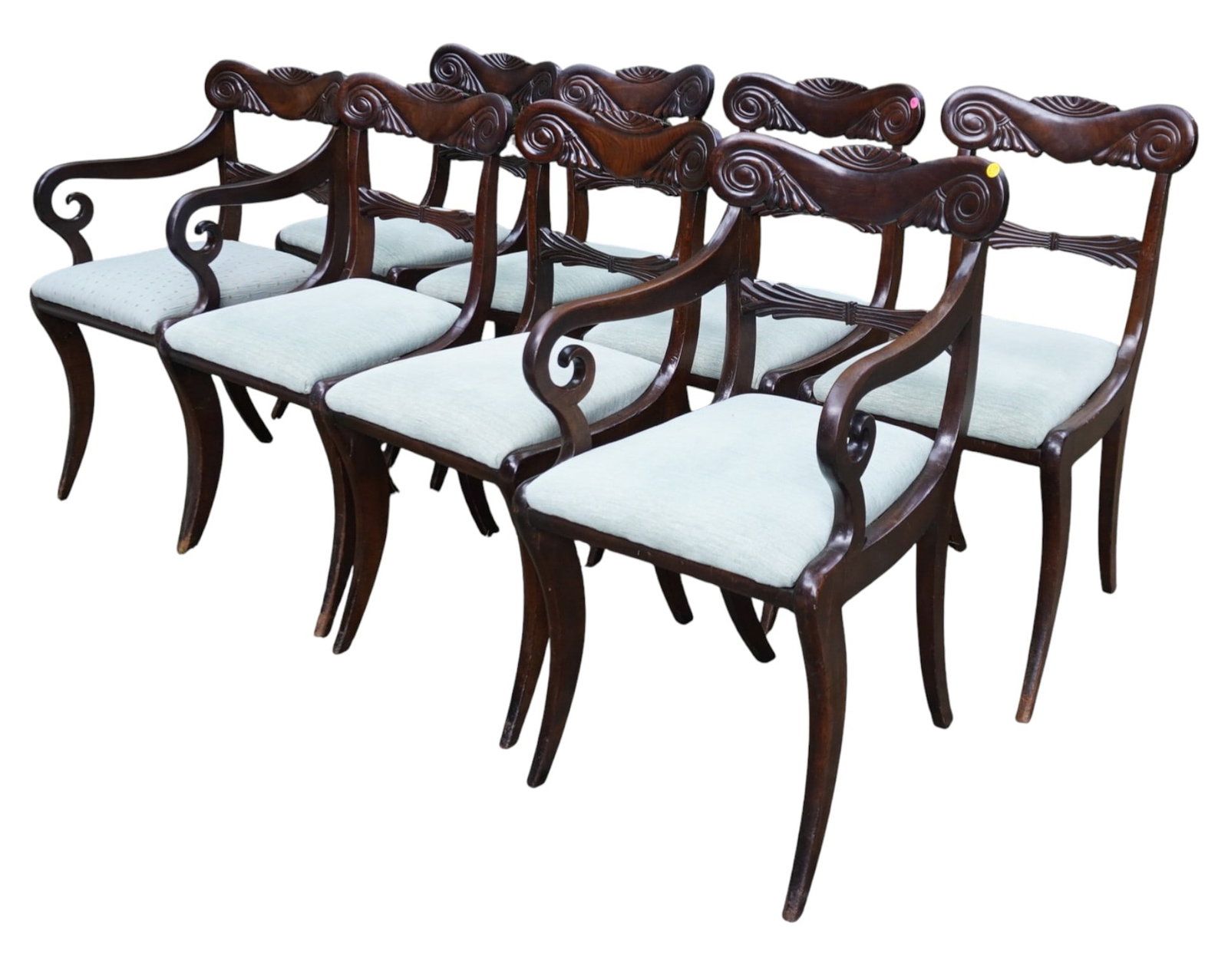 8 ENGLISH REGENCY MAHOGANY DINING CHAIRS c 1900 (1 of 12)