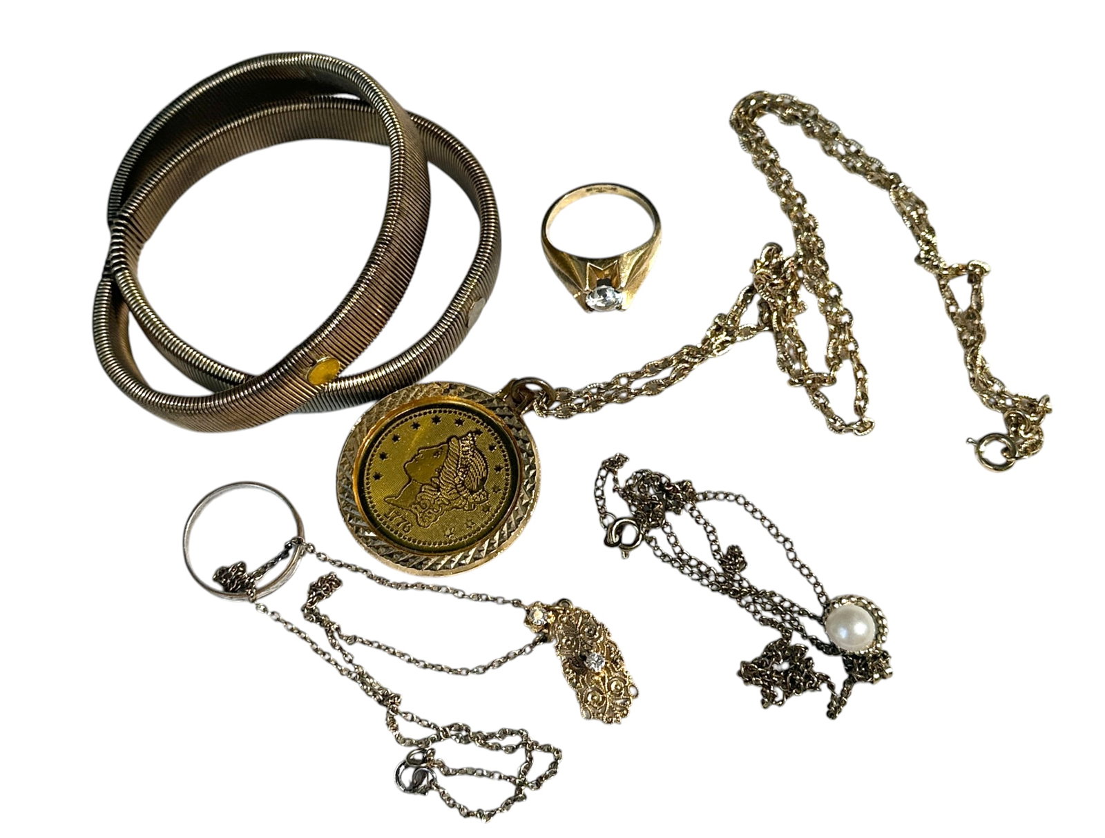 COLLECTION OF COSTUME JEWELRY W CLARK & COOMBS GF RING 7PC (1 of 2)