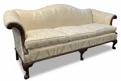 ANTIQUE CHIPPENDALE STYLE CAMELBACK SOFA