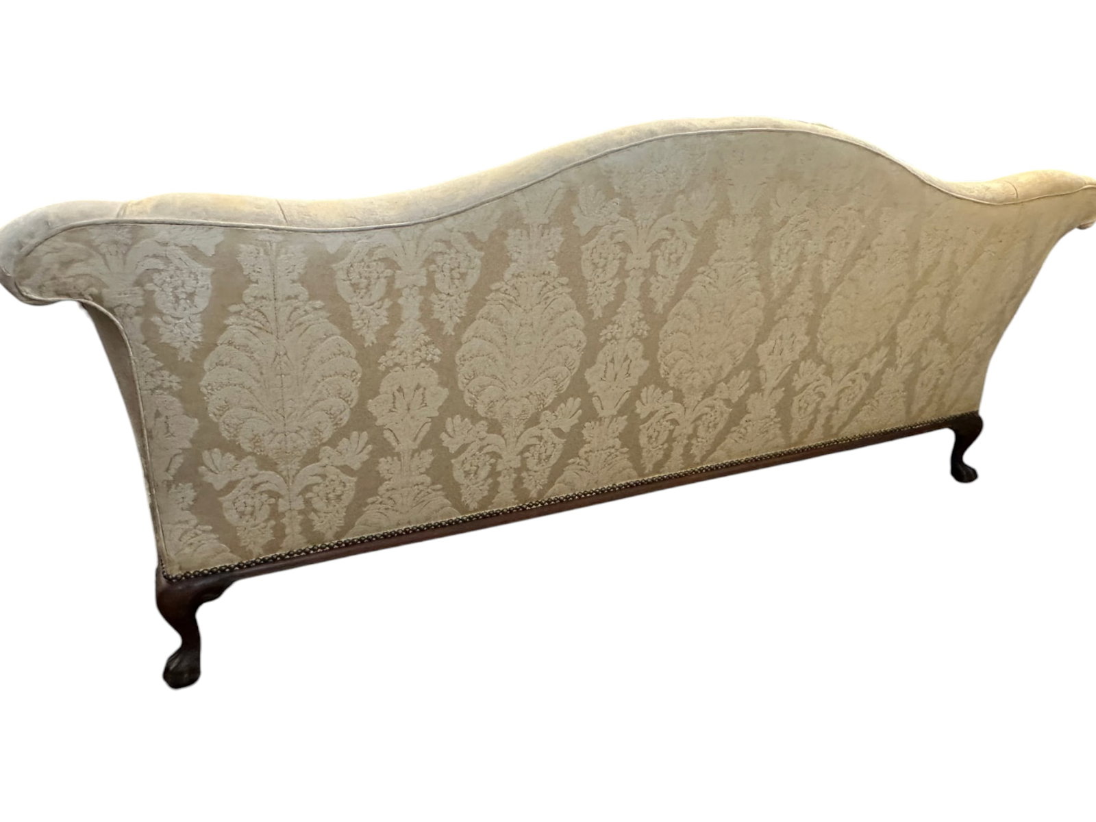ANTIQUE CHIPPENDALE STYLE CAMELBACK SOFA - 5