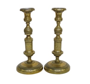 PAIR RUSSIAN EMPIRE C 1820 GILT BRONZE CANDLESTICKS