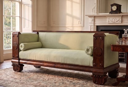 EXCEPTIONAL MAHOGANY EMPIRE BOX SOFA