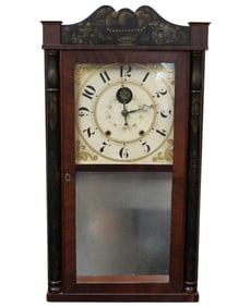 ELI TERRY WOODEN WORKS CLOCK 30 HOUR TIME & STRIKE