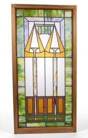 LARGE ARTS & CRAFTS STAINED GLASS WINDOW CHARLESTON