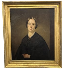 AMERICAN SCHOOL 19TH C OIL ON CANVAS PORTRAIT OF A WOMAN