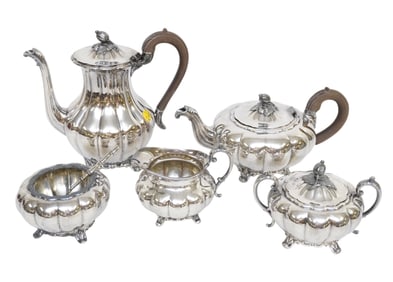 5 PC VINTAGE MELON SILVERPLATE TEA SERVICE