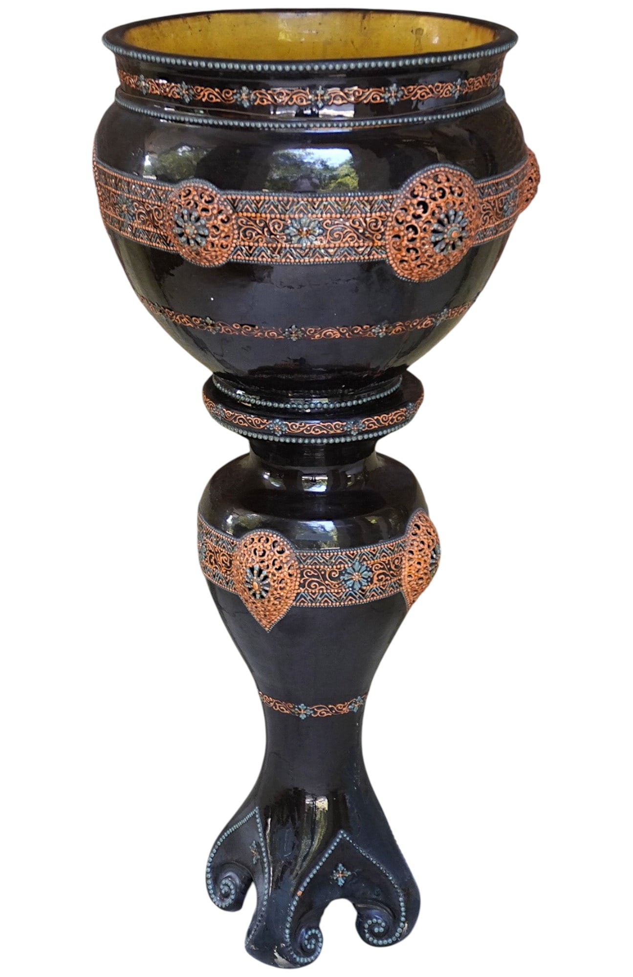 LARGE WELLER POTTERY TURADA JARDINIERE & PEDESTAL (1 of 12)