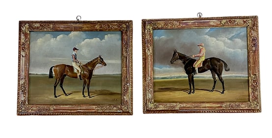 2 ORIGINAL OIL ON COPPER EQUESTRIAN ALESSANDRO MAFFEI