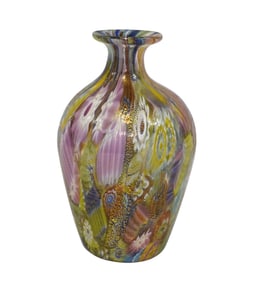MURANO ART GLASS HAND BLOWN MILLEFIORI VASE