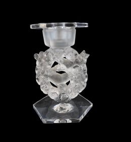 LALIQUE CRYSTAL MESANGES CANDLESTICK