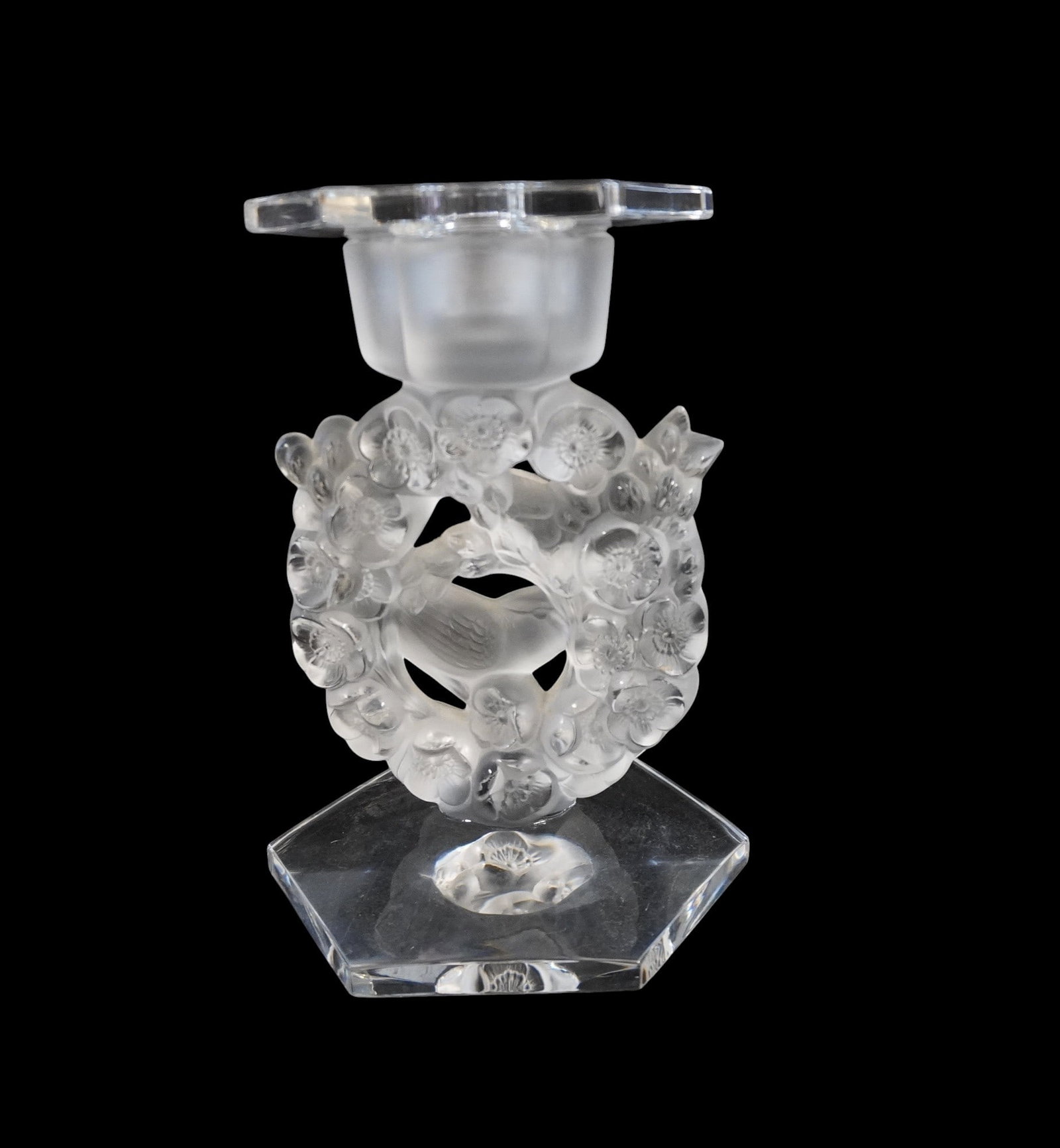 LALIQUE CRYSTAL MESANGES CANDLESTICK (1 of 4)
