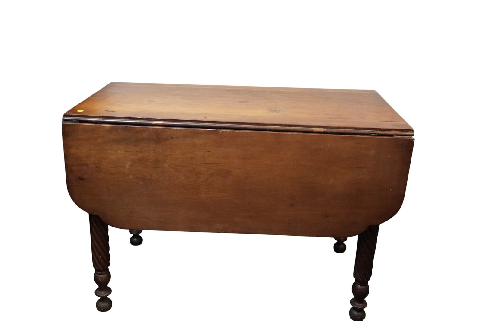 ANTIQUE SHERATON STYLE CHERRY DROP LEAF DINING TABLE - 5