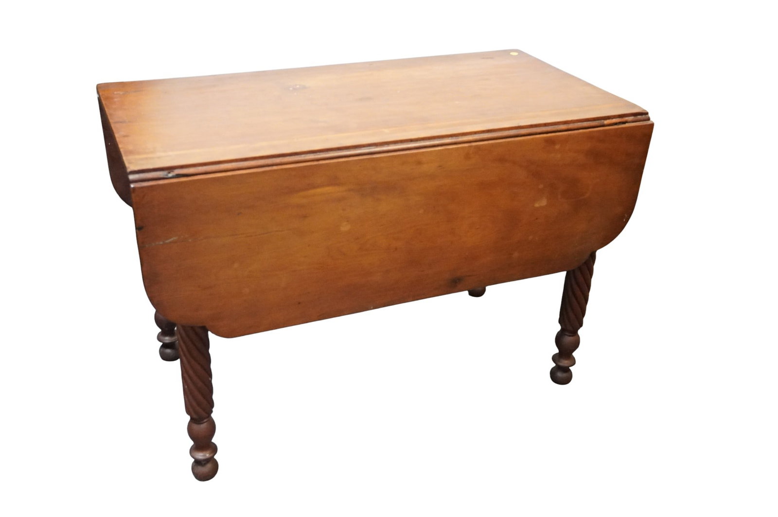 ANTIQUE SHERATON STYLE CHERRY DROP LEAF DINING TABLE - 6