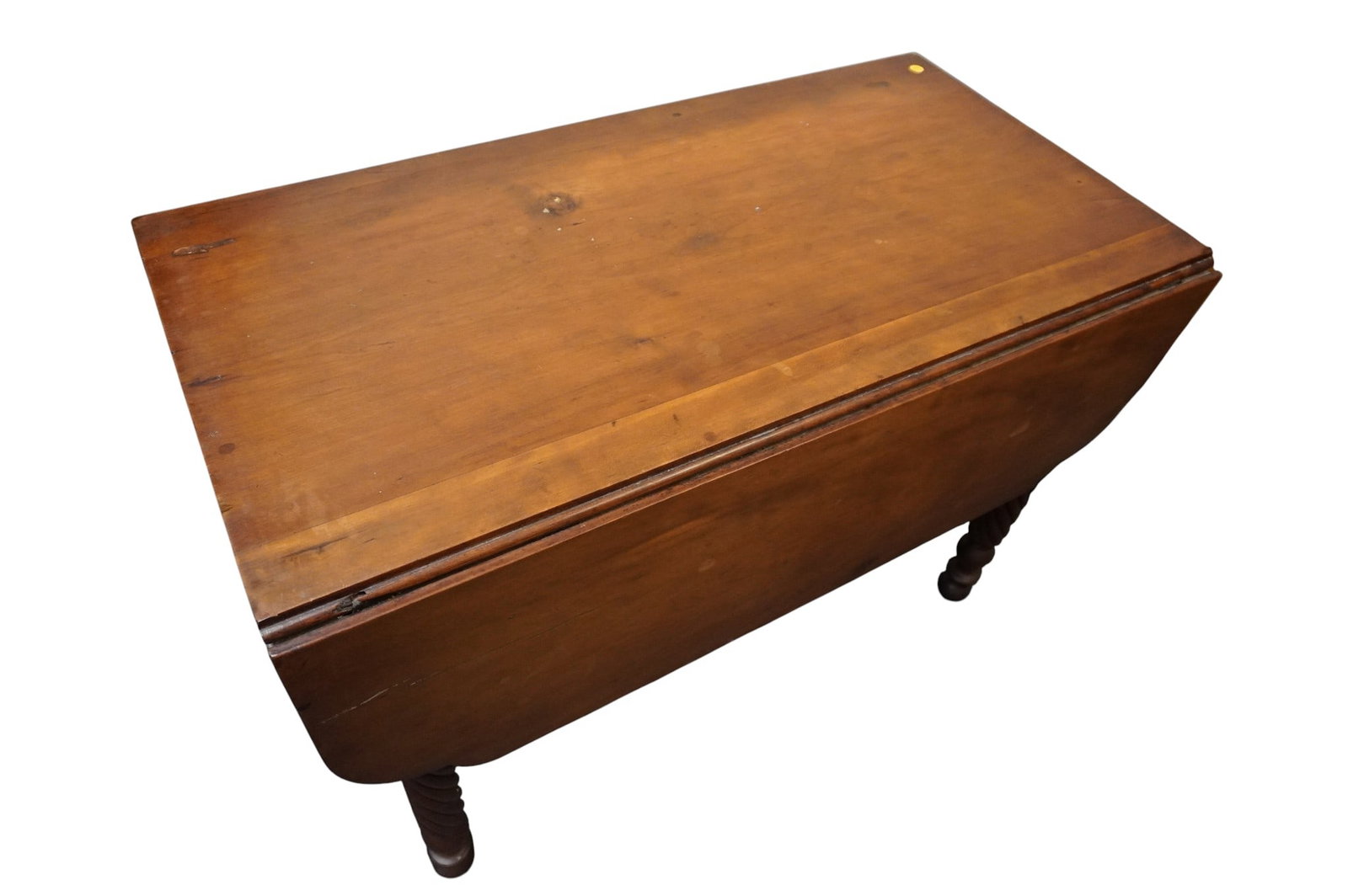 ANTIQUE SHERATON STYLE CHERRY DROP LEAF DINING TABLE - 7