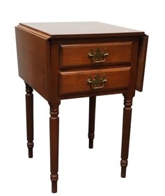 VINTAGE CHERRY TWO DRAWER DROP LEAF SIDE TABLE