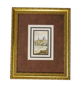 ORIGINAL WATERCOLOR HARBOR SCENE MALTA by ALDO M GALEA