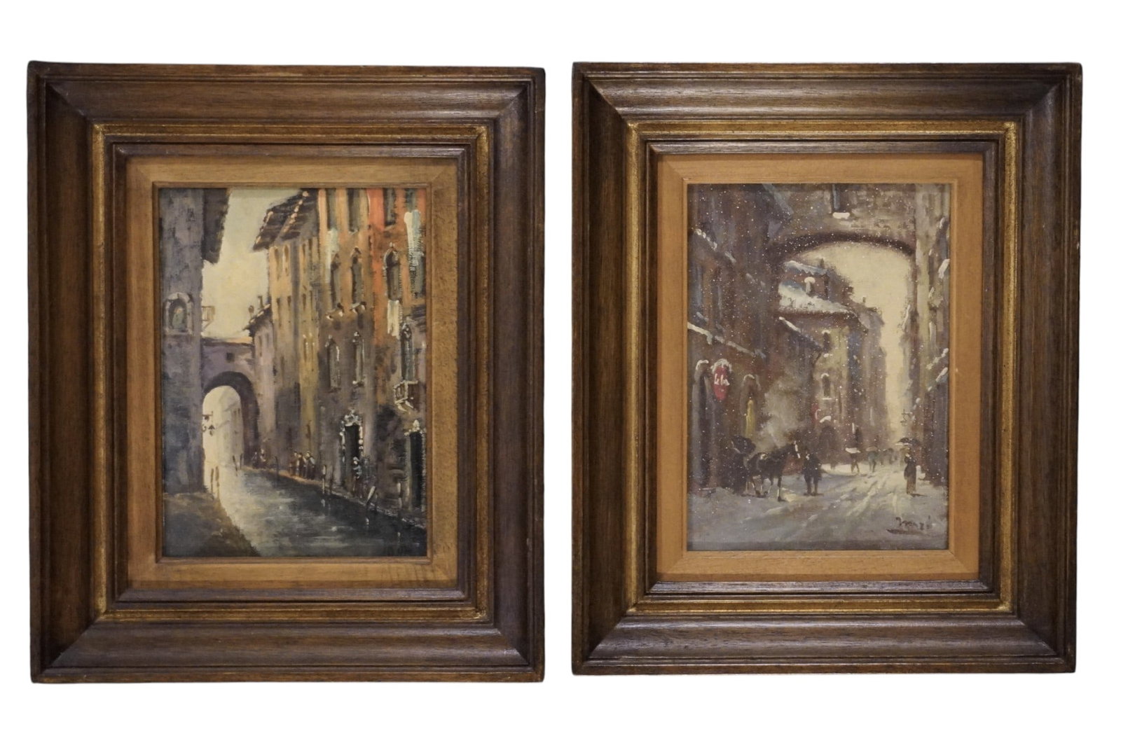 PAIR MID CENTURY ITALIAN SCHOOL OIL ON BOARD (1 of 4)