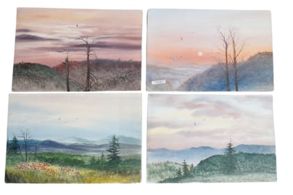 4 VINTAGE VALENTIN KOSLOV ORIGINAL WATERCOLORS