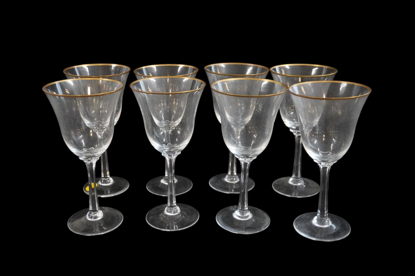 8 LENOX HAYWORTH GOLD TRIM CRYSTAL WATER GOBLETS (1 of 2)