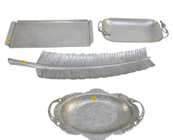 4 VINTAGE ALUMINUM SERVING TRAYS