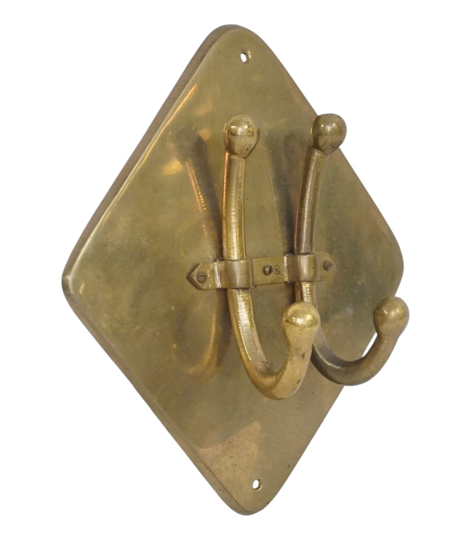 ART DECO STYLE SOLID BRASS DOUBLE WALL HOOK (1 of 3)