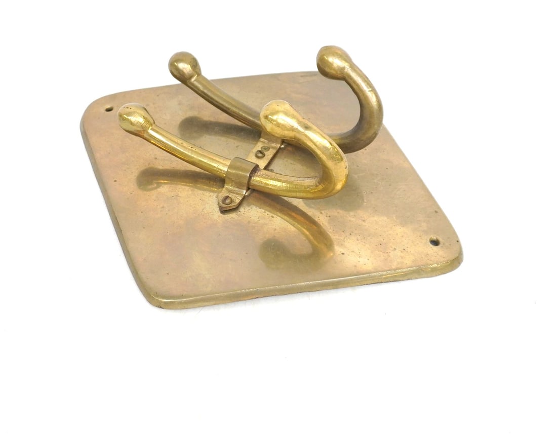 ART DECO STYLE SOLID BRASS DOUBLE WALL HOOK - 2
