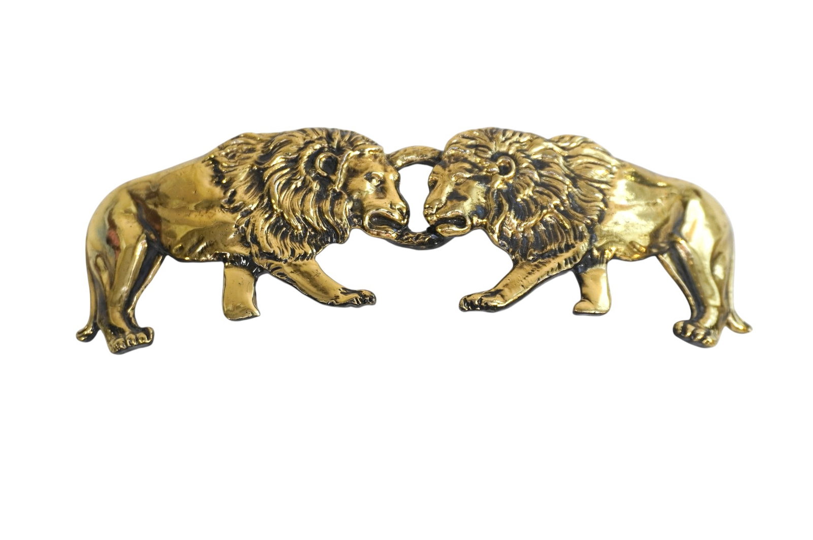 VINTAGE BRASS DOUBLE LION BELT BUCKLE (1 of 2)