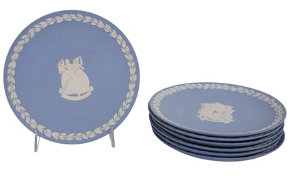 7 WEDGWOOD JASPERWARE VICTORIAN CHRISTMAS TRADITIONS COMMEMORATIVE PLATES