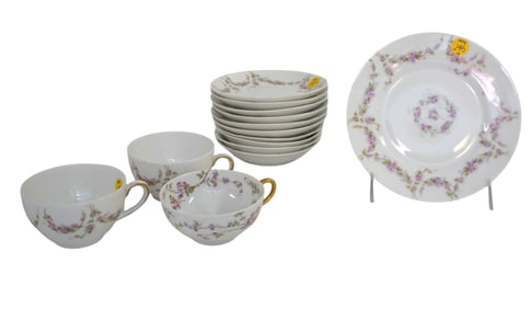 ROSE FLORAL LIMOGES FRANCE PORCELAIN - 14 PIECES