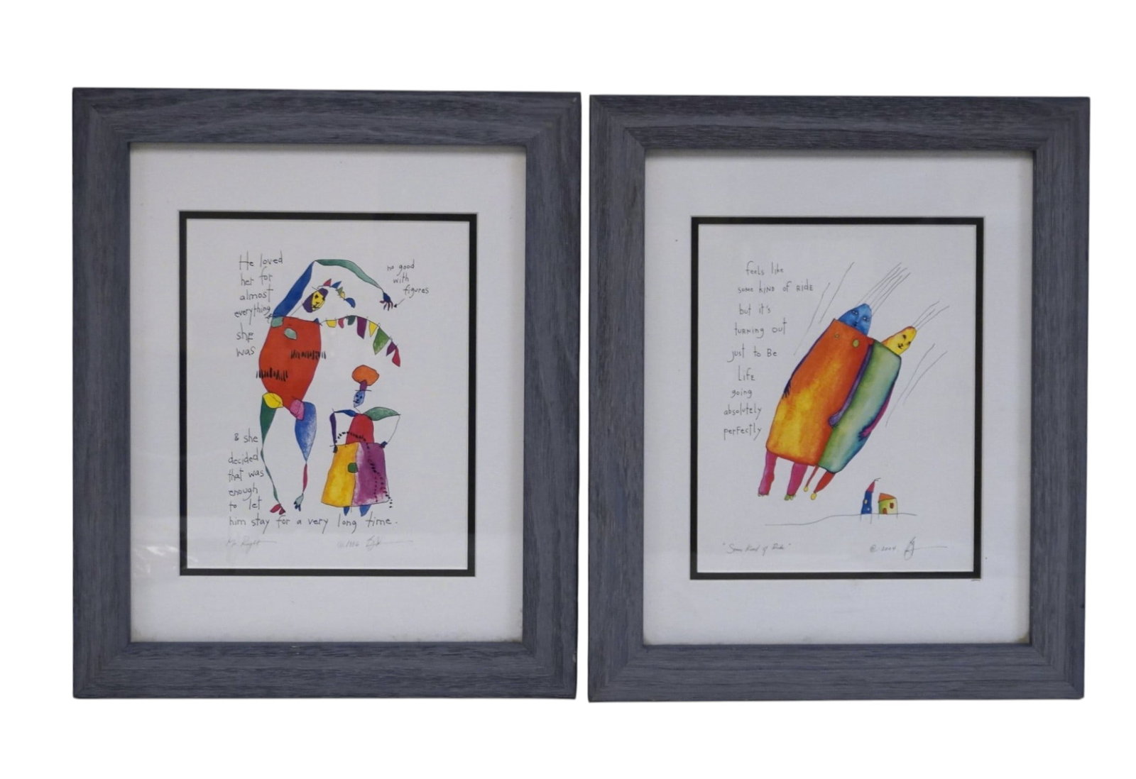 PAIR OF BRIAN ANDREAS SIGNED & FRAMED STORY PEOPLE PRINTS (1 of 6)
