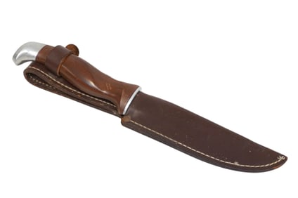 VINTAGE CUTCO HUNTING KNIFE WITH LEATHER SHEATH