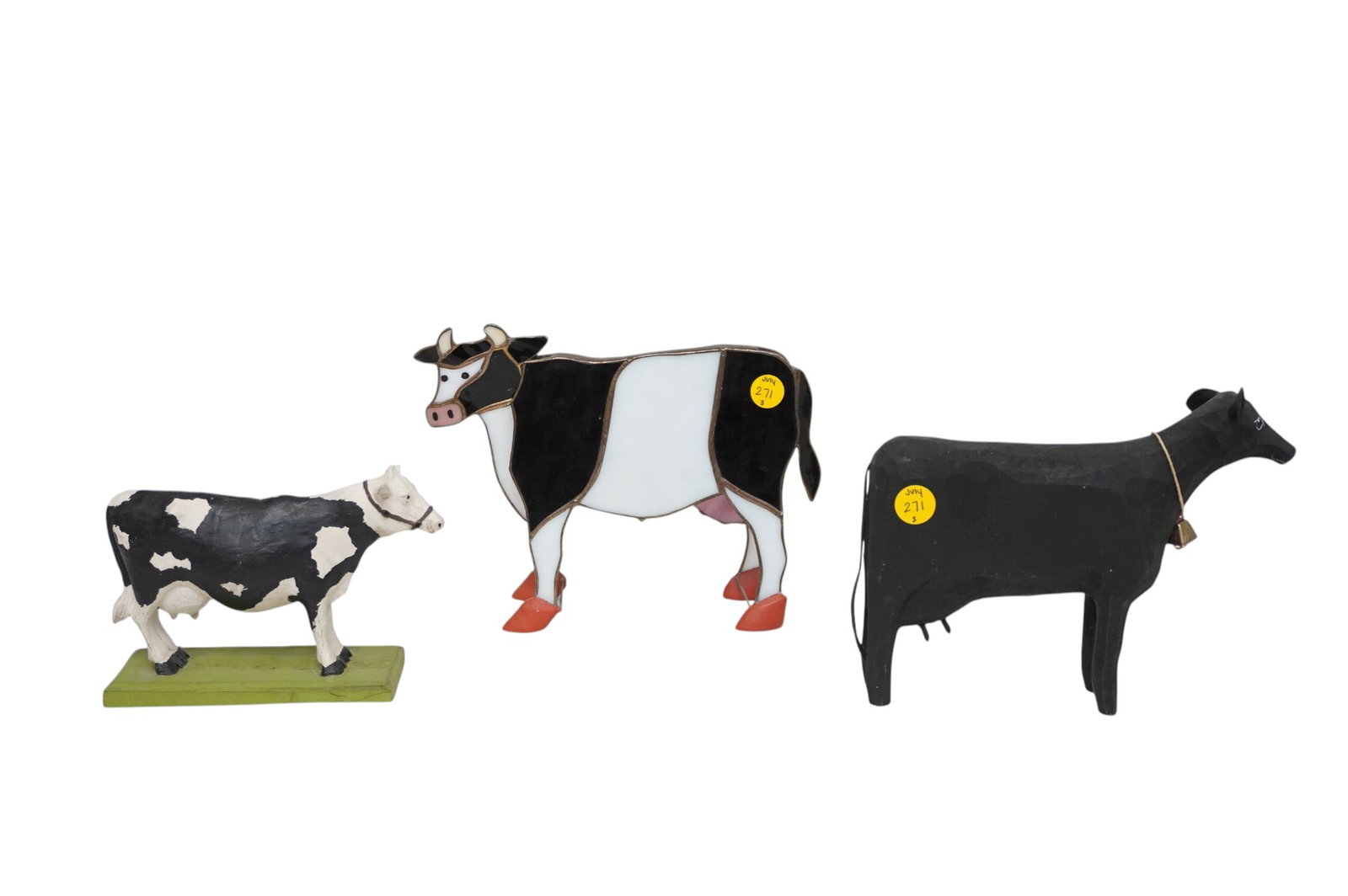 LOT OF 3 FOLK ART COW FIGURINES/SCULPTURES (1 of 4)