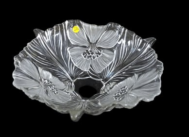 LARGE MIKASA CRYSTAL HIBISCUS CENTERPIECE BOWL