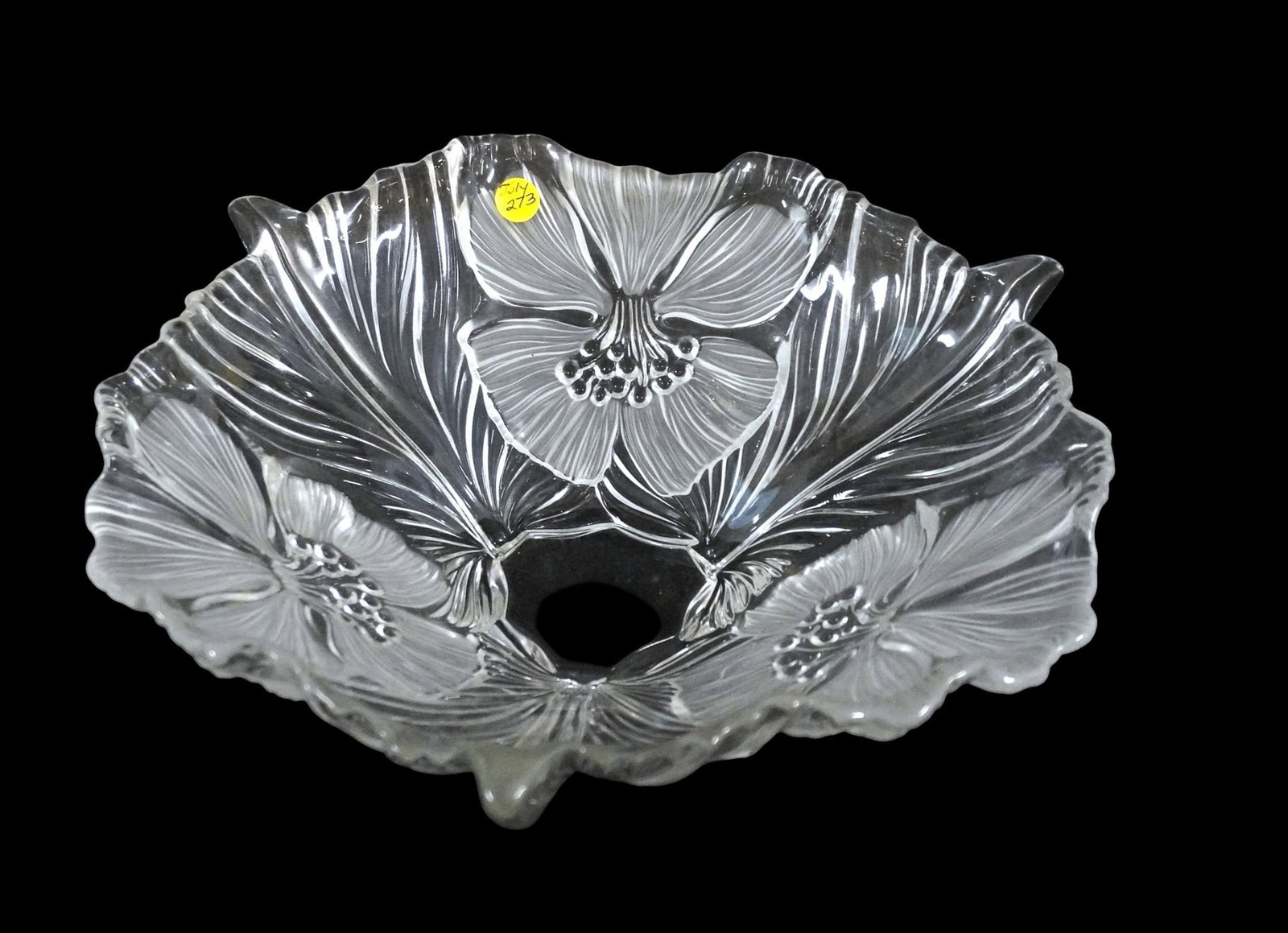 LARGE MIKASA CRYSTAL HIBISCUS CENTERPIECE BOWL (1 of 4)