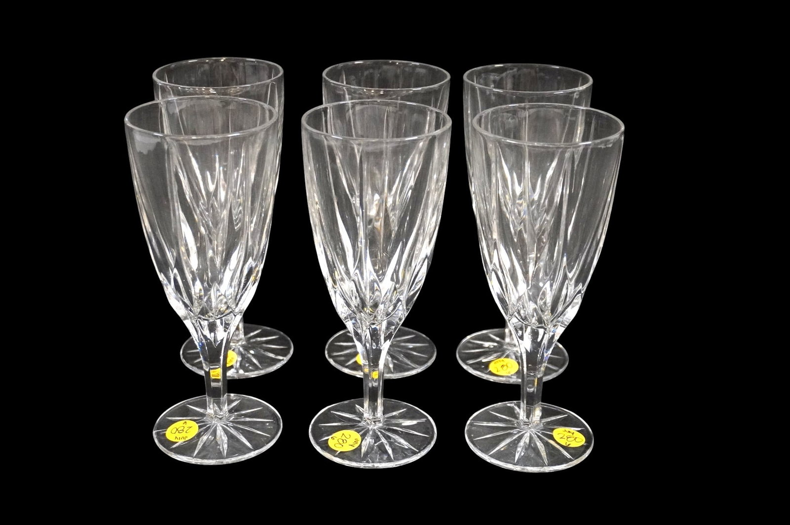 6 CUT CRYSTAL WATER GOBLETS (1 of 2)