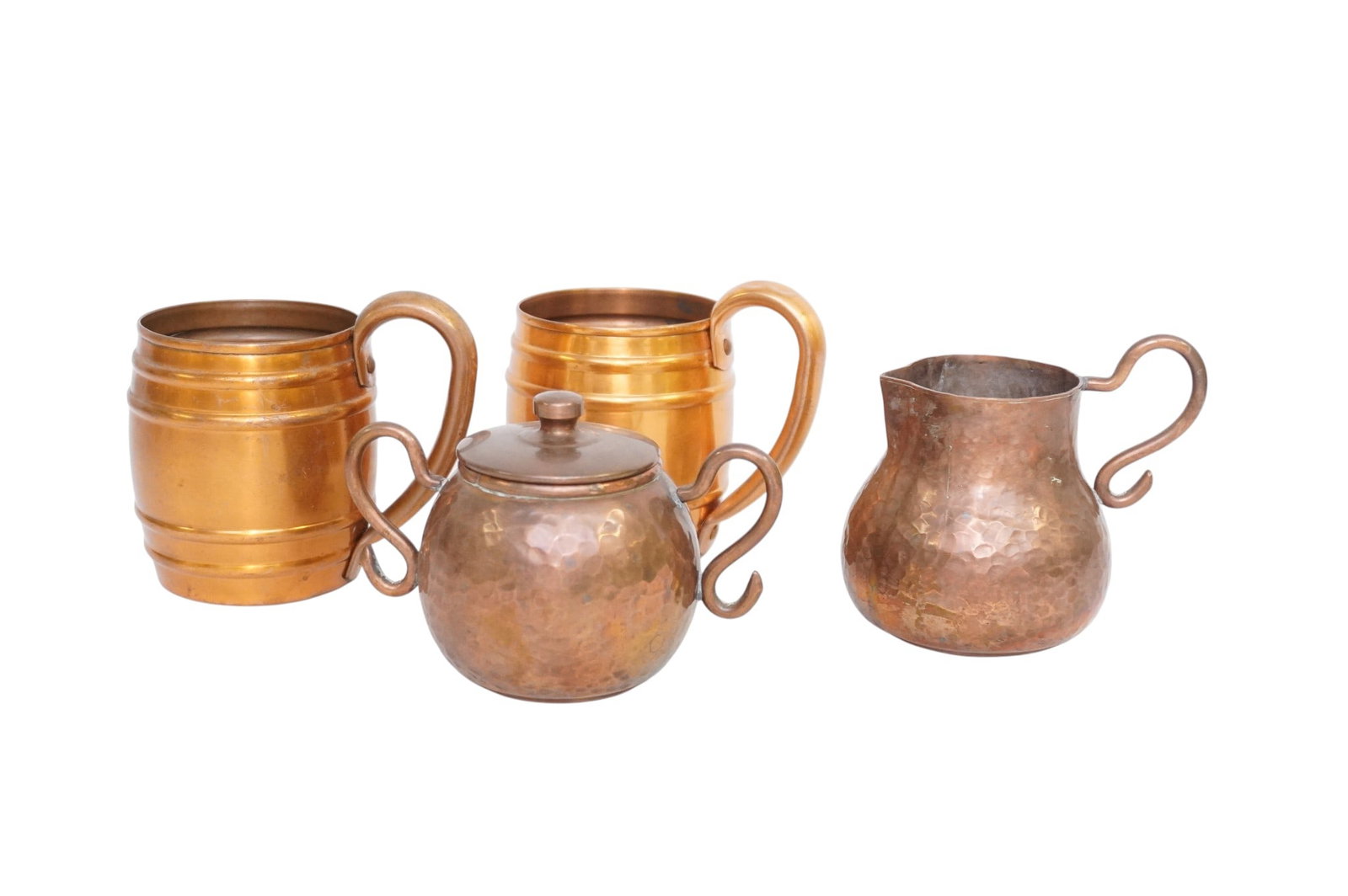 4 pc VINTAGE COPPER HAND HAMMERED CREAM SUGAR - 2 MOSCOW MULES (1 of 5)