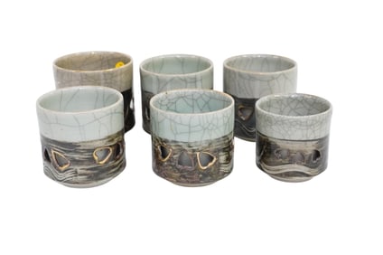 6 VINTAGE JAPANESE OTAGIRI SOMA WARE CUPS