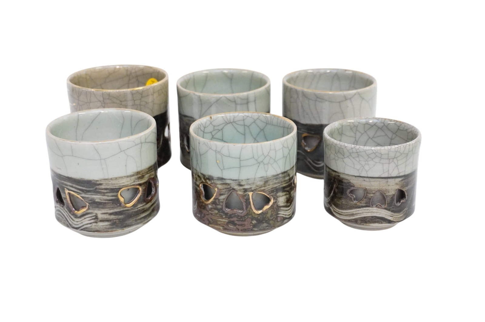 6 VINTAGE JAPANESE OTAGIRI SOMA WARE CUPS (1 of 5)