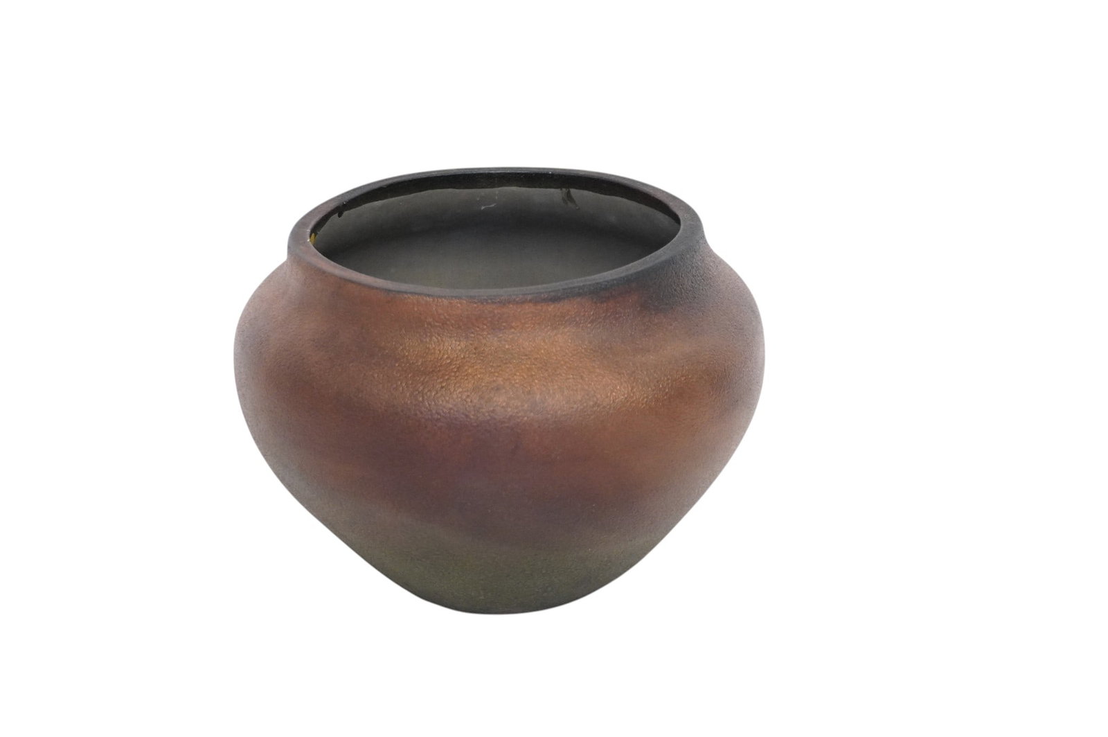 SIGNED RAKU POTTERY VASE DAN S: Signed Raku Pottery Vase in a stunning metallic copper finish. Signed Don S on Base. Measures 6 1/2"6 1/2"x5 1/2". Weight 1 lb 6 oz **In house shipping available on this lot** If you win this lot, ple