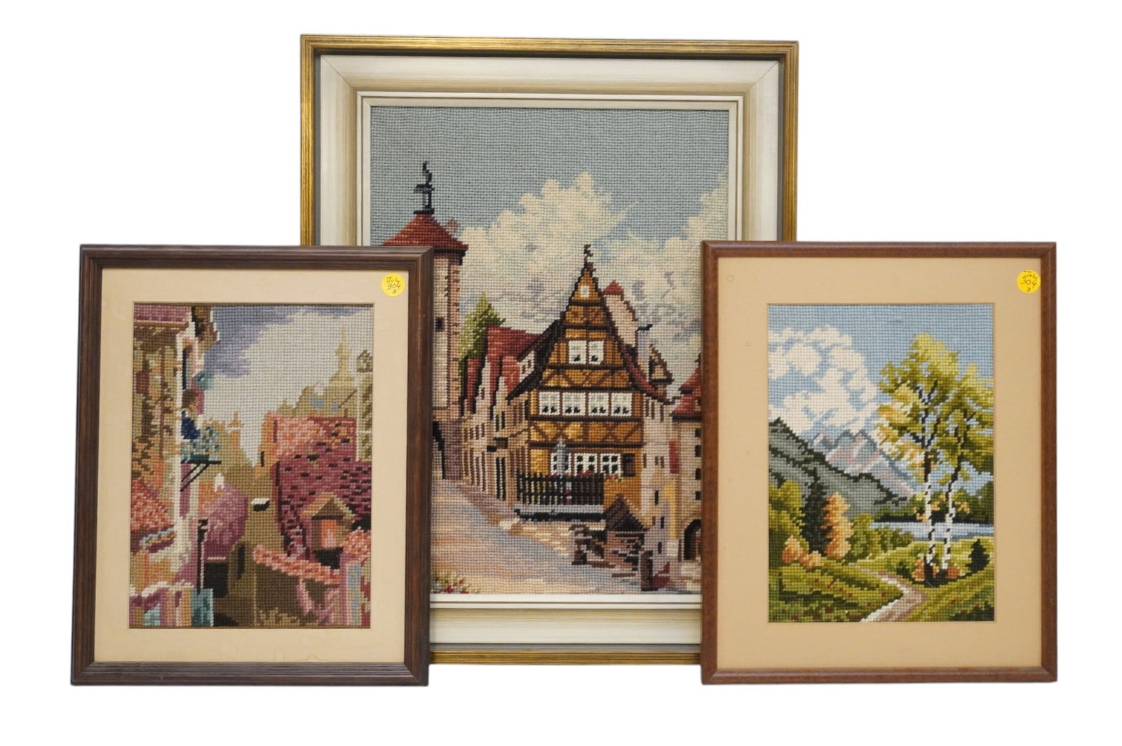 3 VINTAGE NEEDLEPOINT FRAMED SCENES (1 of 5)