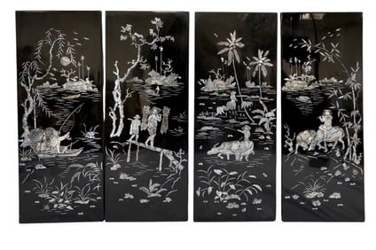 4 BLACK LACQUER WITH MOP INLAY WALL PANELS