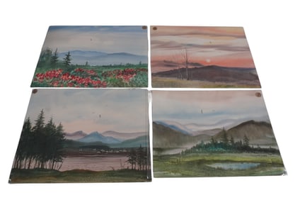 4 VINTAGE VALENTIN KOSLOV ORIGINAL WATERCOLORS