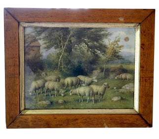 FRAMED 1908 MAY DAY SHEEP PRINT by A. FOX PHILADELPHIA