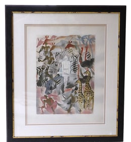 MILIVOJ UZELAC 1932 LITHOGRAPH & POCHOIR SAFARI IN AFRICA