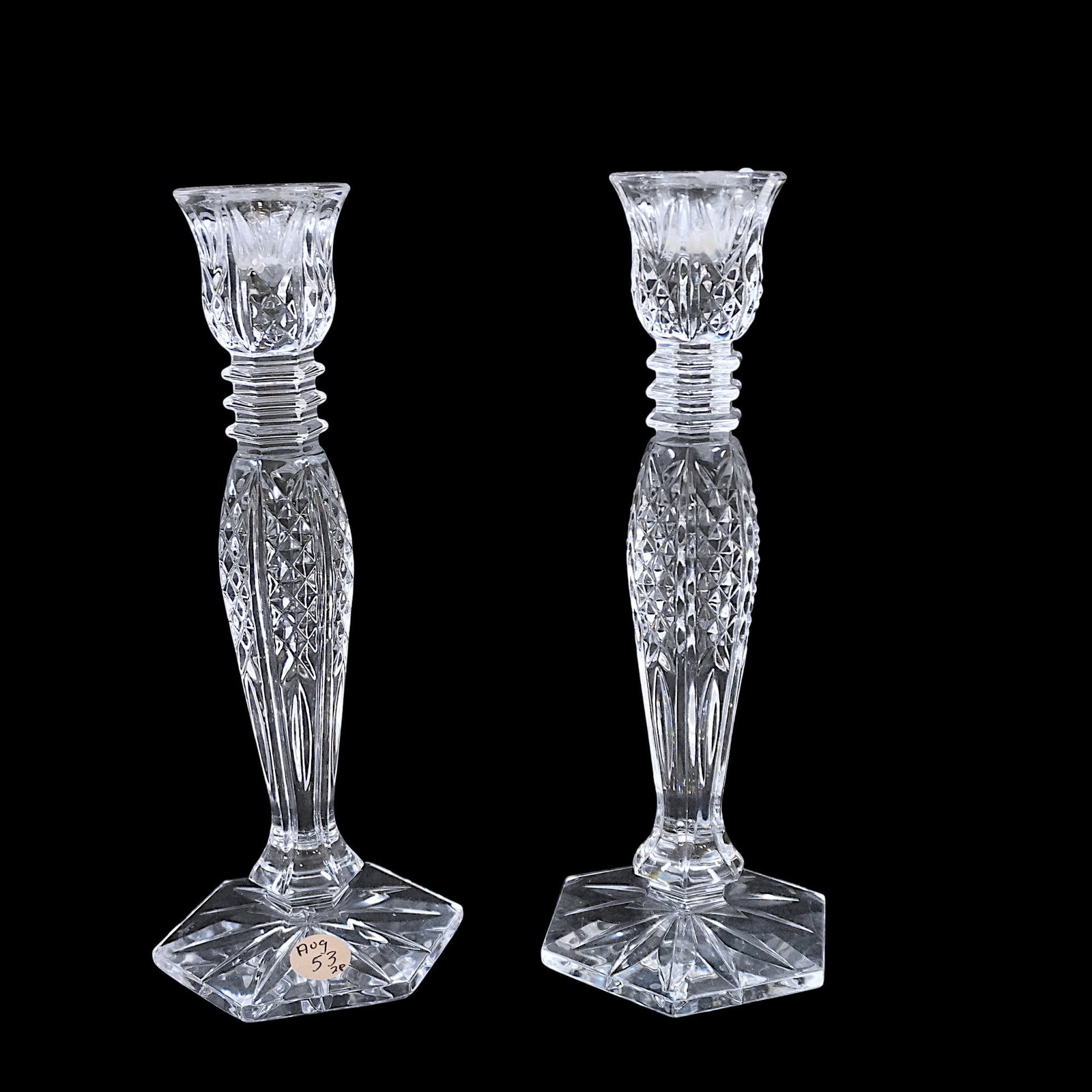 PAIR of WATERFORD CRYSTAL BETHANY CANDLESTICKS: xxxx
