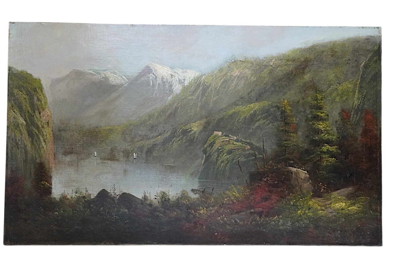 LARGE 19th c HUDSON RIVER SCHOOL OIL ON CANVAS (1 of 4)