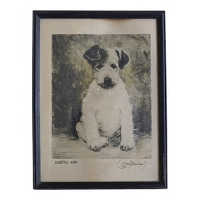 VINTAGE ETCHING "MARTHA ANN" FOX TERRIER BY KURT MEYER EBERHARDT