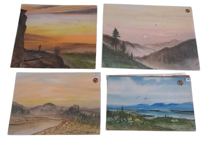 4 VINTAGE VALENTIN KOSLOV ORIGINAL WATERCOLORS