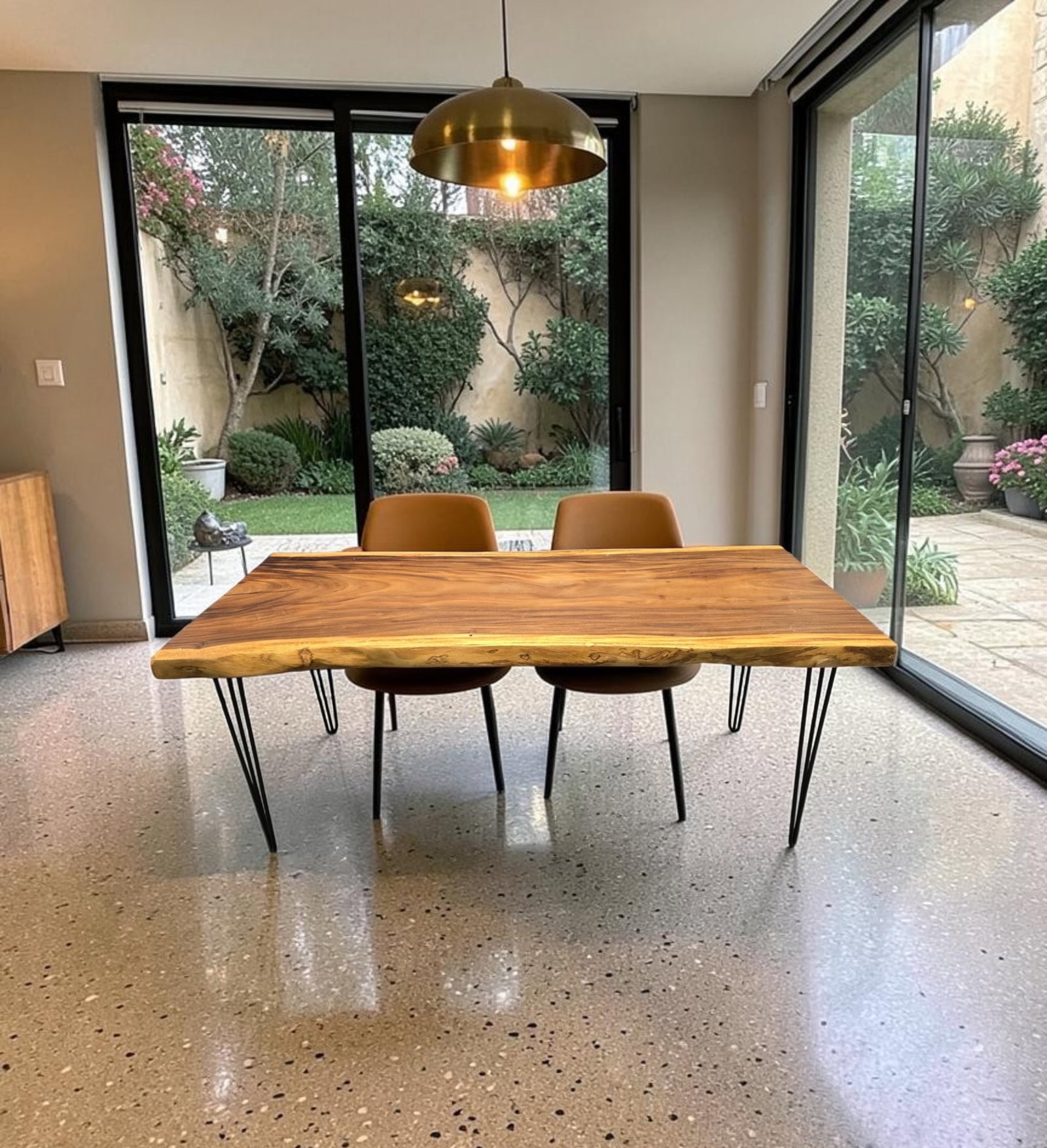 CUSTOM LIVE EDGE MONKEY POD SLAB DINING TABLE - 2