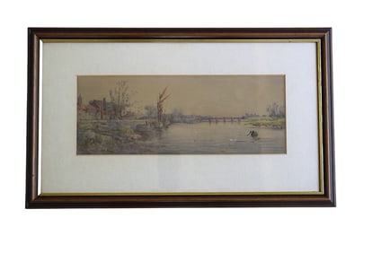 HELEN HAMILTON (1889-1970) WATERCOLOR LANDSCAPE RIVER